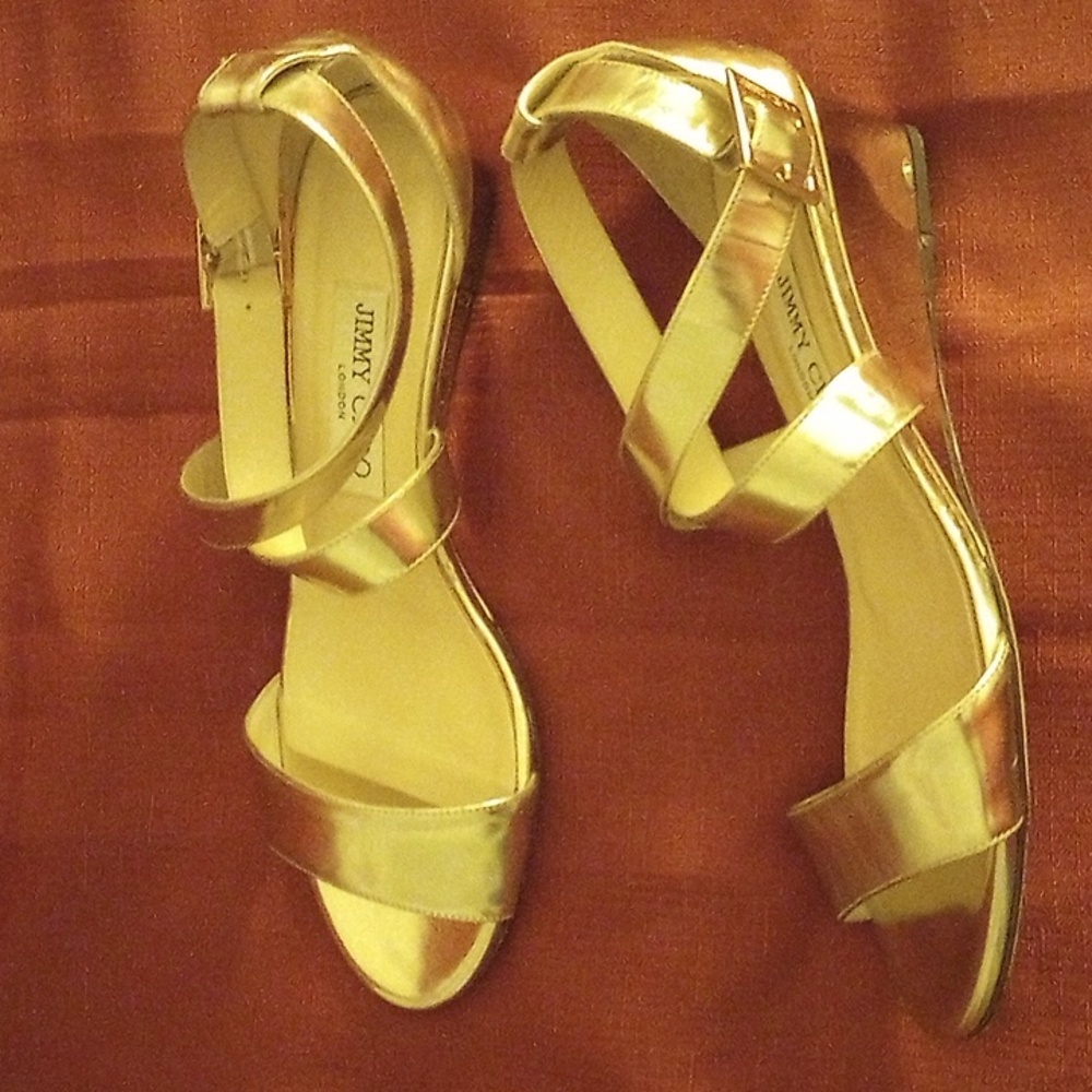Jimmy Choo Pre-owned Gold Slingback Sandals EU Size 38..Offers Welcome..